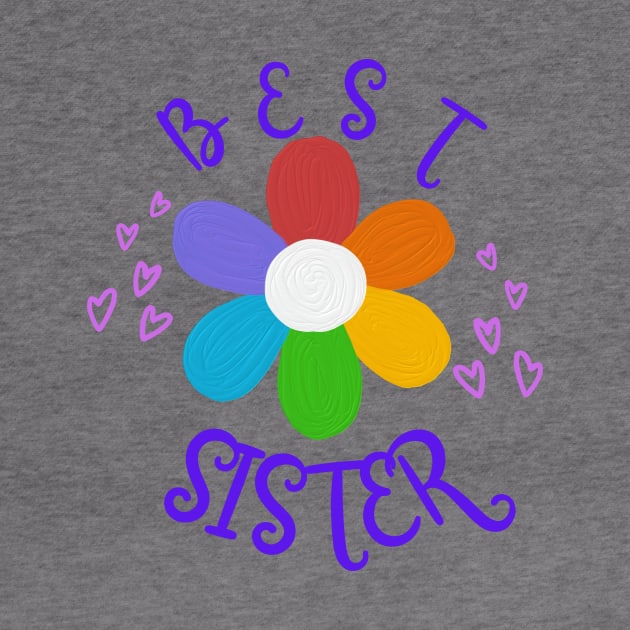 Best Sister Rainbow Daisy and Hearts by EvolvedandLovingIt